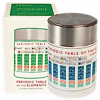 Periodic Table stainless steel flask with box