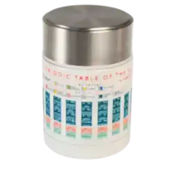 Stainless steel food flask in ecru with print of period table of the elements