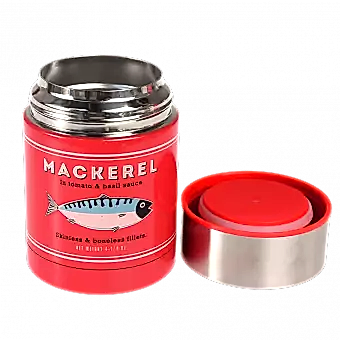 Fish stainless steel food flask with lid removed