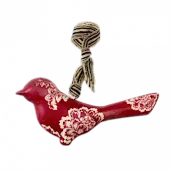 Red Metal Bird Hanging Decoration