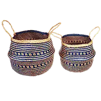 Small Navy Blue Seagrass Basket