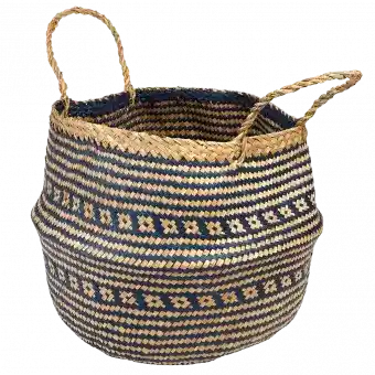 Large Navy Blue Seagrass Basket