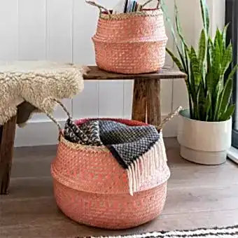 Large Coral Seagrass Basket