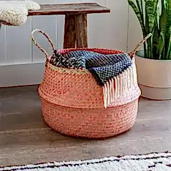 Large Coral Seagrass Basket