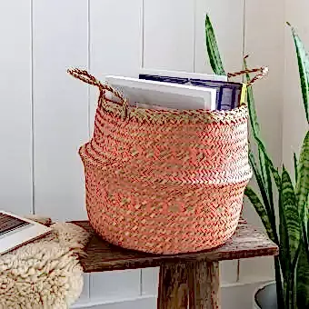 Small Coral Seagrass Basket