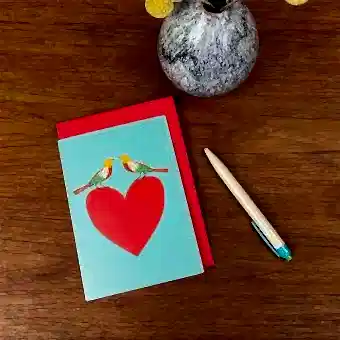 Birds And Heart Greeting Card