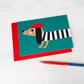 Dog In Beret Greeting Card