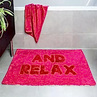 pink relax cotton tufted bath mat