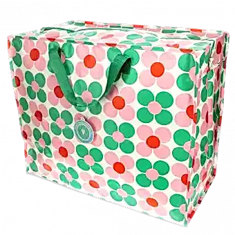 Jumbo Storage Bag - Pink And Green Daisy
