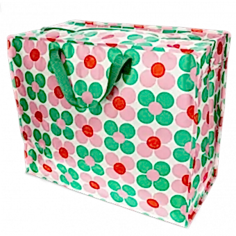 Jumbo Storage Bag - Pink And Green Daisy