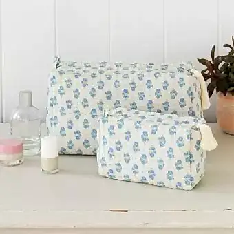 Quilted Wash Bag - Cornflower