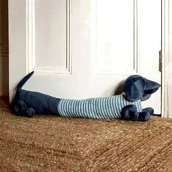 Sausage Dog Draught Excluder - Green Jumper