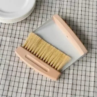 Wooden Table Brush And Pan Set - Soft Grey