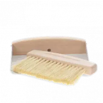 Wooden Table Brush And Pan Set - Soft Grey
