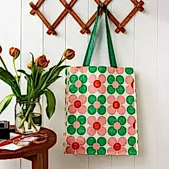 Shopping Bag - Pink And Green Daisy