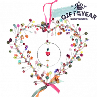 Multi-Beaded Heart Decoration (17 X 17 Cm)