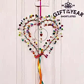 Multi-Beaded Heart Decoration (17 X 17 Cm)