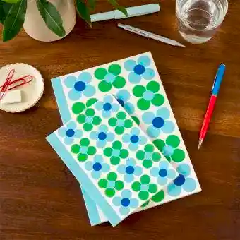 A5-A6 Notebook - Blue And Green Daisy
