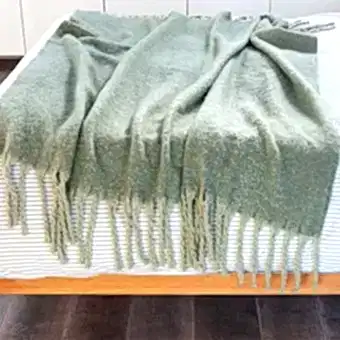 Woven Blanket With Tassels (127 X 152cm) - Dark Green