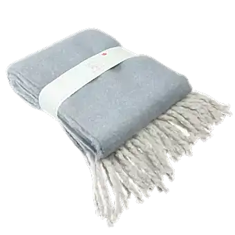 Woven Blanket With Tassels - Light Blue