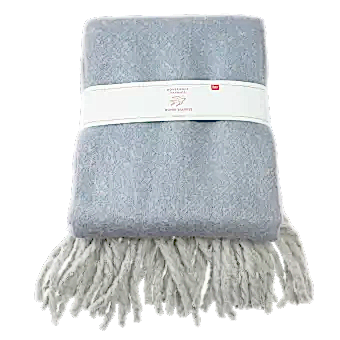 Woven Blanket With Tassels - Light Blue
