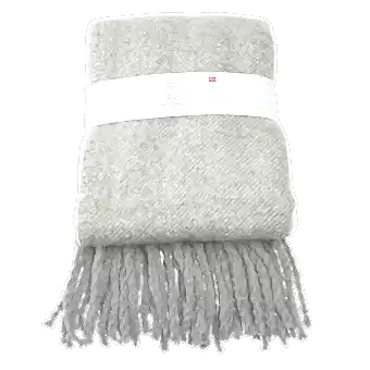 Woven Blanket With Tassels - Light Grey