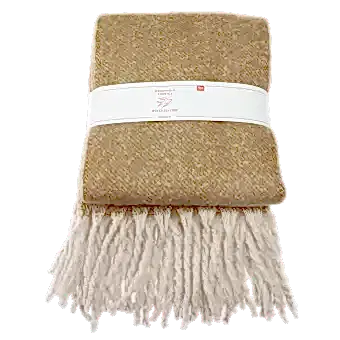 Woven Blanket With Tassels - Mustard