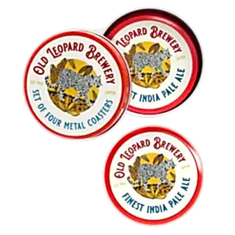 Metal Coasters - Old Leopard Brewery (set Of 4)