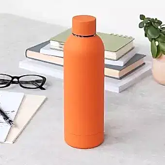 Rubber coated steel bottle 500ml - Orange