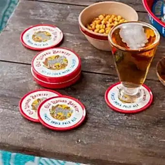 Metal coasters - Old Leopard Brewery (set of 4), representing gifts for men.