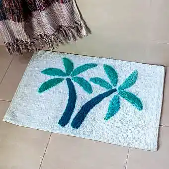 Tufted cotton bath mat - Palm trees