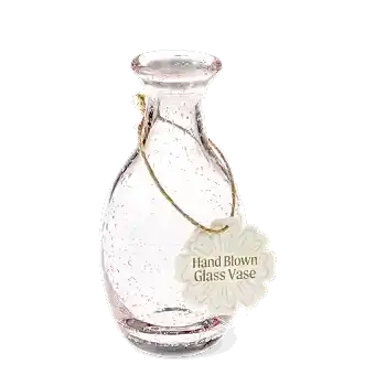 Hand blown bubble glass vase - Rose pink