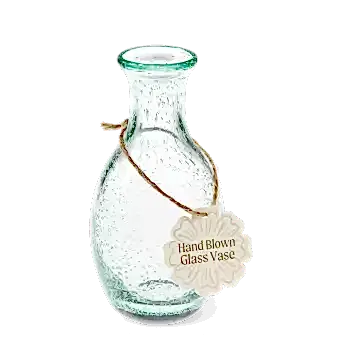 Hand blown bubble glass vase - Green