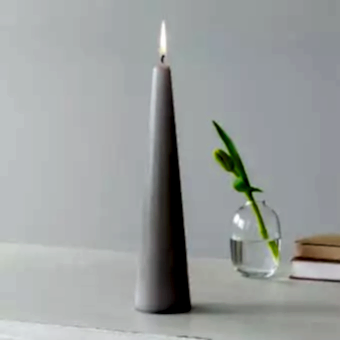 Tall cone candle - Light grey