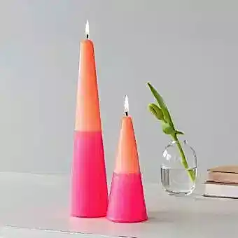 Tall two-colour cone candle - Pink-orange