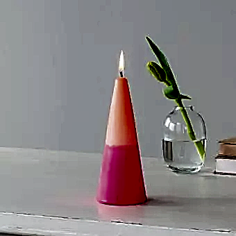 Small two-colour cone candle - Pink-orange