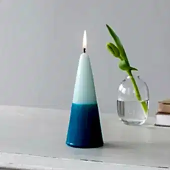 Small two-colour cone candle - Dark blue-mint green