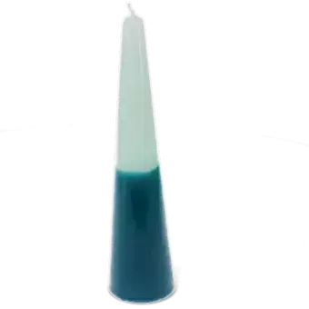 Tall two-colour cone candle - Dark blue-mint green