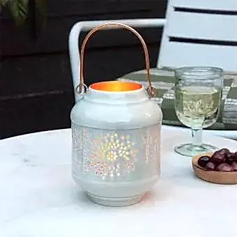Enamel tealight lantern - Light grey