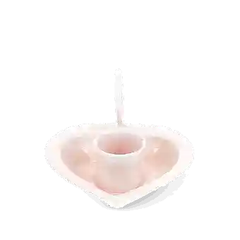 Enamel heart-shaped candle holder - Pink