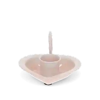 Enamel heart-shaped candle holder - Pink