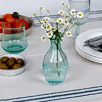 Hand blown bubble glass vase - Green