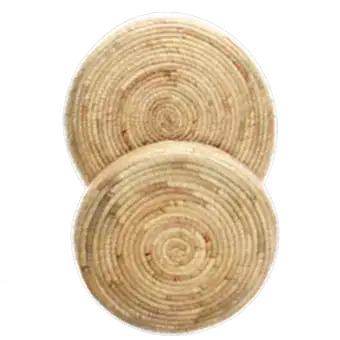 Round water hyacinth trays (set of 2)