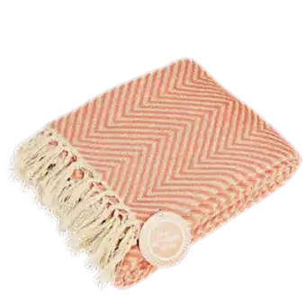 Coral Herringbone Throw