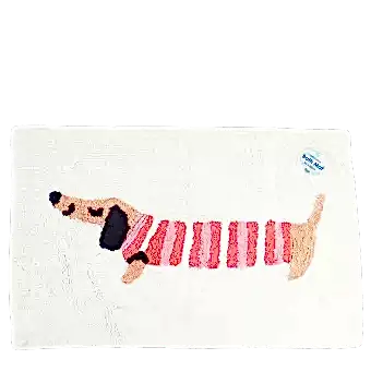 Cotton tufted bath mat sausage dog