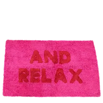 Pink "And Relax" Tufted Cotton Bath Mat