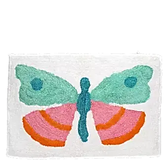 Tufted cotton bath mat - Butterfly