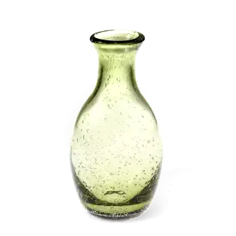 Hand blown bubble glass vase - Olive green