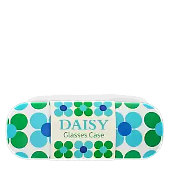 Glasses case & cleaning cloth - Blue and green Daisy