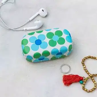 Mini travel case - Blue and green Daisy